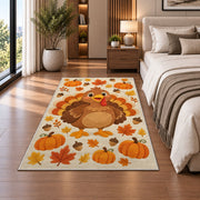 Cute Turkey Kids Rug in a bedroom beside the bed