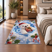 Cute Polar Bear Gift Christmas Rug beside a white sofa