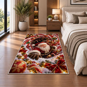 Santa Christmas Rug beside a white sofa