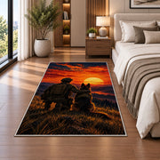 Soldier and K9 Partner rug in a bedroom beside the bed