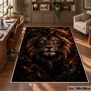 Dark Lion Portrait area rug in black, bronze and ember orange, view 5