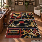 Vinyl Turntable Street Music area rug in rust, navy and cream, view 5
