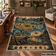 Wilderness Landscape Map area rug in muted blue, tan and green, view 5