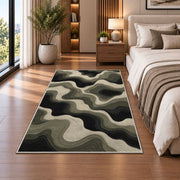 Abstract Wavy Area Rug, Black Beige Flowing Lines Rug, Modern Organic Living Room Decor - Image 5
