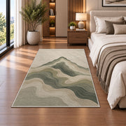 Abstract Mountain Wave Area Rug, Sage Green Layered Landscape Rug, Modern Neutral Decor - Image 5