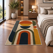 Mid Century Geometric Area Rug, Orange Olive Arch Shapes Rug, Retro Modern Room Decor - Image 5