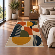 Mid Century Abstract Area Rug, Orange Mustard Geometric Shapes Rug, Modern Retro Decor - Image 5