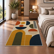Mid Century Geometric Area Rug, Mustard Rust Arch Shapes Rug, Retro Modern Room Decor - Image 5