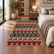 Ugly Christmas Sweater Knit rug in a bedroom beside the bed