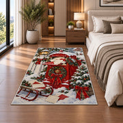 Letters to Santa Mailbox rug in a bedroom beside the bed