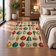 Vintage Glass Ornaments rug in a bedroom beside the bed