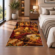wine toast candlelight rug in a bedroom beside the bed