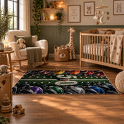 football helmet sideline design area rug displayed in a nursery