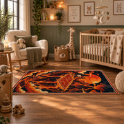 Fiery basketball rug in a nursery room