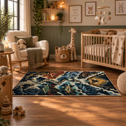Mountain Basketball Court Rug displayed in a nursery room