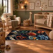 Cosmic Bridge Basketball Rug displayed in a nursery room