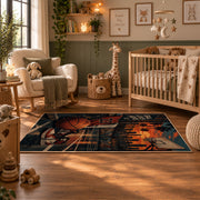 Urban Street Basketball Rug displayed in a nursery room