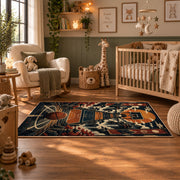 City Hoop Basketball Rug displayed in a nursery room