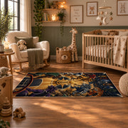 Golden Basketball Court Rug displayed in a nursery room