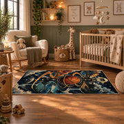Smoky Basketball Hoop Rug displayed in a nursery room