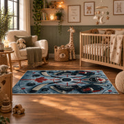 Maple Leaf Hockey Rink Rug displayed in a nursery room