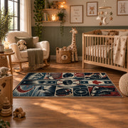 Hockey Arena Panel Collage Rug displayed in a nursery room