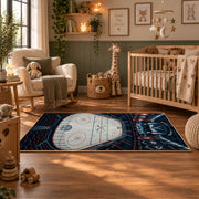 Ice Hockey Arena Stadium Rug displayed in a nursery room
