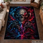 Neon Skull Fantasy Area Rug shown in room setting, view 6