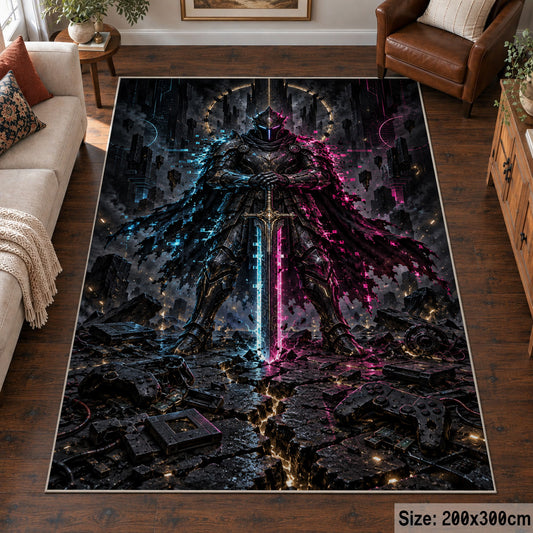 Glowing Fantasy Blade Area Rug shown in room setting, view 6