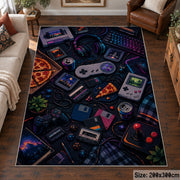 Retro Game Controller Collage Area Rug shown in room setting, view 6