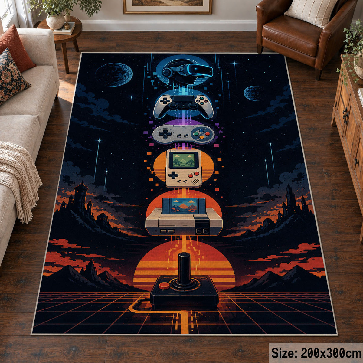 Handheld Game Sunset Area Rug shown in room setting, view 6
