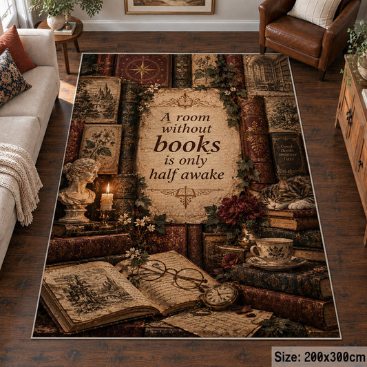 Cozy Book and Tea Area Rug shown in room setting, view 6