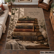 Weathered Books Floral Area Rug shown in room setting, view 6