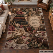 Romantic Floral Books Area Rug shown in room setting, view 6