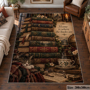 Vintage Book Stack and Tea Area Rug shown in room setting, view 6