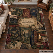 Botanical Vintage Books Area Rug shown in room setting, view 6