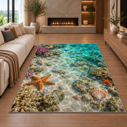 Turquoise Coral Reef Rug, Starfish Ocean Area Carpet for Coastal Bedroom and Kids Room Decor - image 6