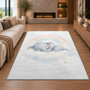 Sleeping Elephant Rainbow Rug, Soft Pastel Nursery Area Carpet for Baby Bedroom and Kids Decor - image 6