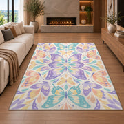 Lavender Botanical Mandala Rug, Pastel Flower Area Carpet for Kids Bedroom and Serene Room Decor - image 6