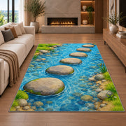 River Stepping Stone Rug, Blue Water Garden Area Carpet for Kids Bedroom and Nature Room Decor - image 6