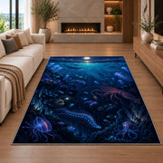 Deep Blue Underwater Rug, Ocean Reef Area Carpet for Kids Bedroom and Coastal Living Room Decor - image 6
