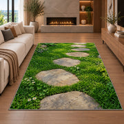 Green Garden Stone Path Rug, Meadow Nature Area Carpet for Kids Bedroom and Cozy Room Decor - image 6