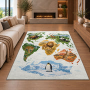 Illustrated Animal World Map Rug, Colorful Geography Area Carpet for Kids Bedroom and Playroom - image 6
