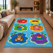 Colorful Sea Creature Shapes Rug, Blue Ocean Area Carpet for Kids Bedroom and Playroom Decor - image 6