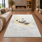 Sleeping Panda Moon Rug, Cream Nursery Area Carpet for Baby Bedroom and Gentle Kids Room Decor - image 6