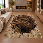 Rustic Cracked Earth Portal Rug, Brown Stone Illusion Area Carpet for Bedroom and Adventure Decor - image 6