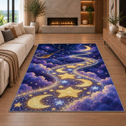 Golden Moonlit Star Trail Rug, room view 6