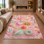 Pink Garden Shapes Rug, room view 6