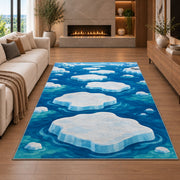 White Cloud Trail Blue Sky Rug, room view 6