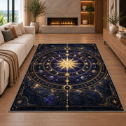 Golden Celestial Circle Rug, room view 6